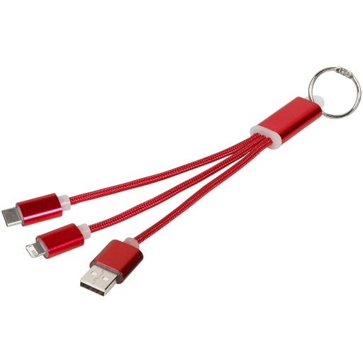 [13496103] Red (Metal 3-in-1 charging cable with keychain) 