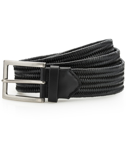 [AQ903BLAC] Leather braid belt