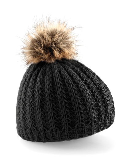 [BC416BLAC] Fur pom pom beanie
